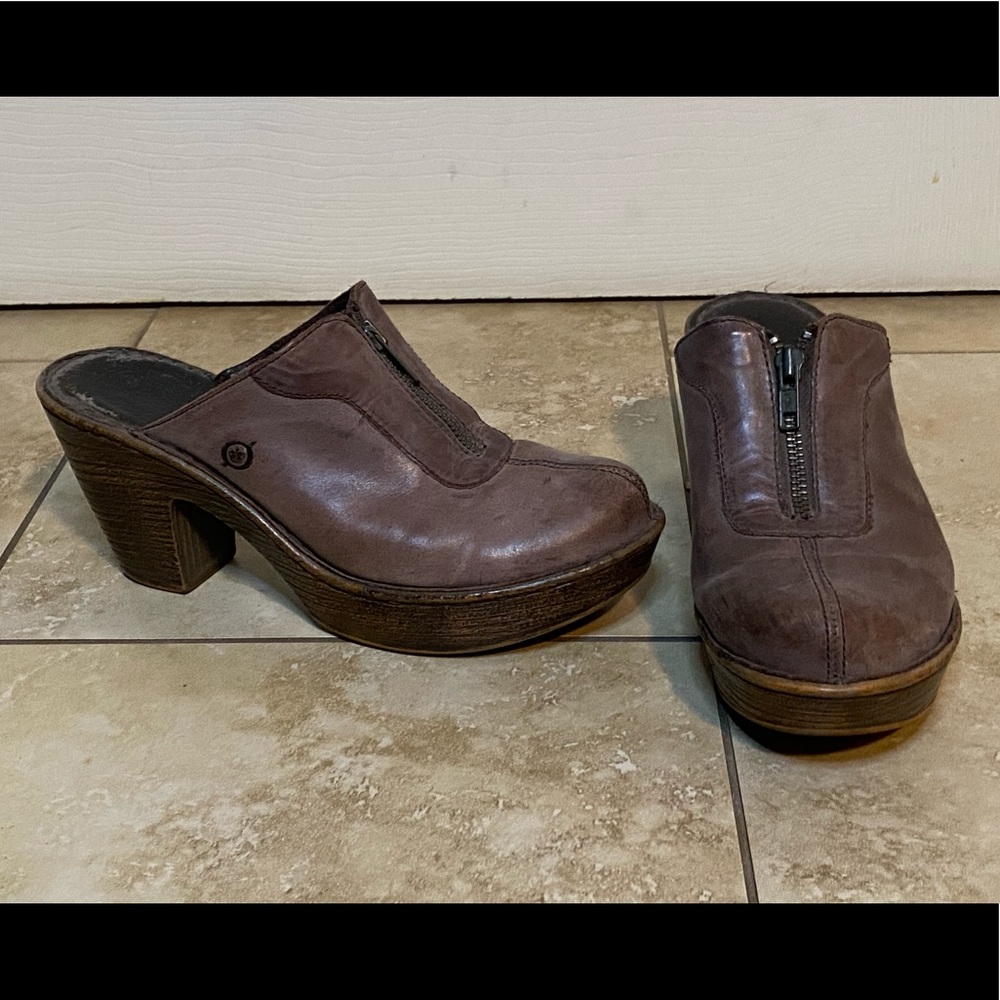 Women’s Born Brown Leather Casual Comfort Slip on Mule